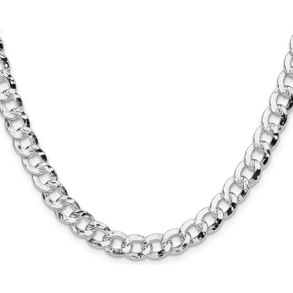 Sterling Silver 24" Hammered Curb Chain Necklace - 7.6mm Width by Lumare Gioia