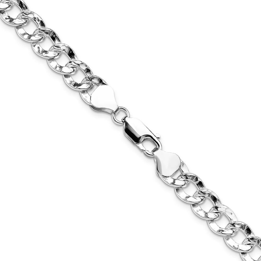 Sterling Silver 24" Hammered Curb Chain Necklace - 7.6mm Width by Lumare Gioia