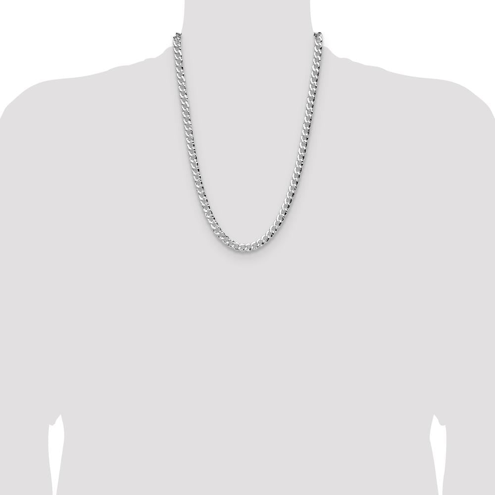 Sterling Silver 24" Hammered Curb Chain Necklace - 7.6mm Width by Lumare Gioia