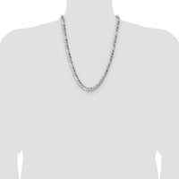 Sterling Silver 24" Hammered Figaro Chain - 7.6mm Width by Lumare Gioia