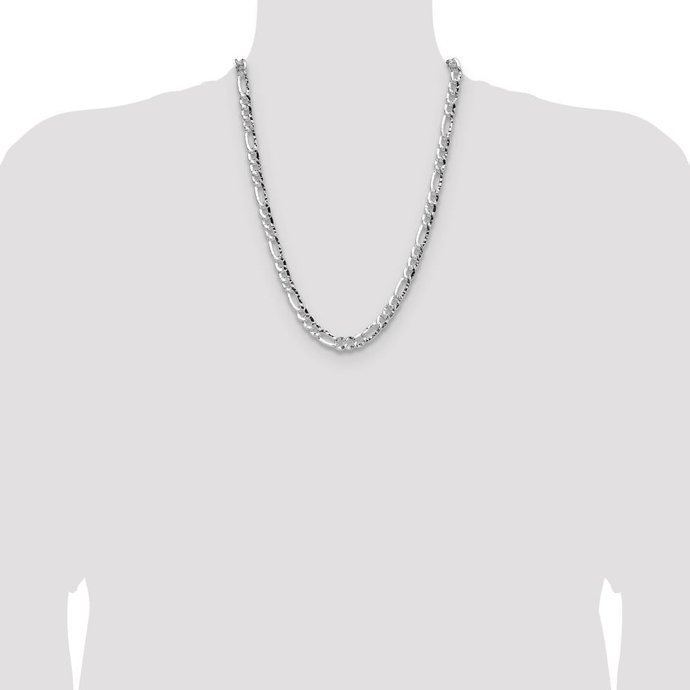 Sterling Silver 24" Hammered Figaro Chain - 7.6mm Width by Lumare Gioia