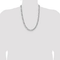 Sterling Silver 24" Hammered Figaro Chain Necklace - 6.3mm Width by Lumare Gioia