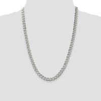 Sterling Silver 24" Pavé Curb Chain - 7.5mm Width, Polished Finish by Lumare Gioia