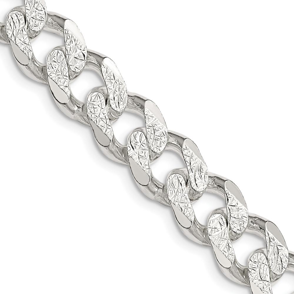 Sterling Silver 24" Pavé Curb Chain Necklace - 10.5mm Width by Lumare Gioia