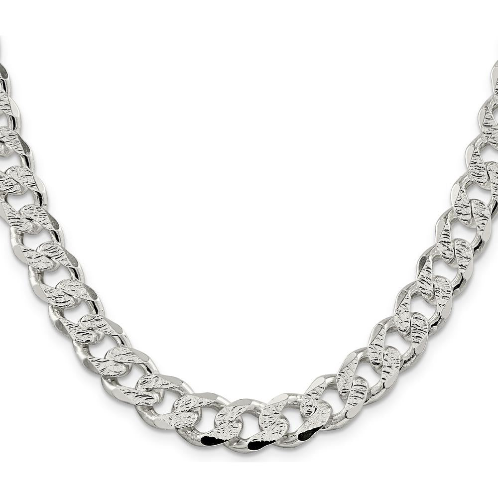 Sterling Silver 24" Pavé Curb Chain Necklace - 10.5mm Width by Lumare Gioia