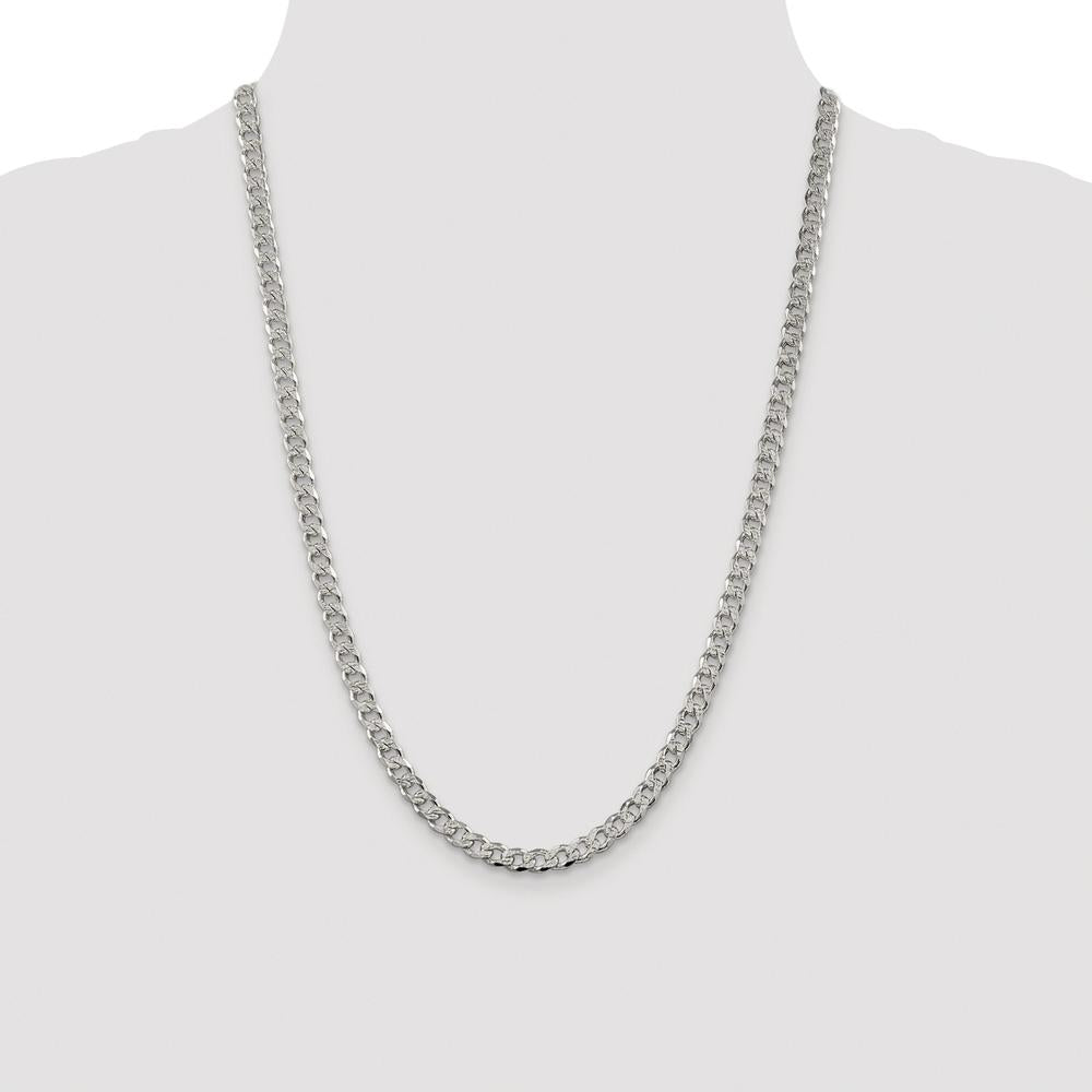 Sterling Silver 24" Pavé Curb Chain Necklace with Rhodium Plating by Lumare Gioia