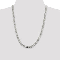 Sterling Silver 24" Pavé Flat Figaro Chain - 7.25mm Width by Lumare Gioia
