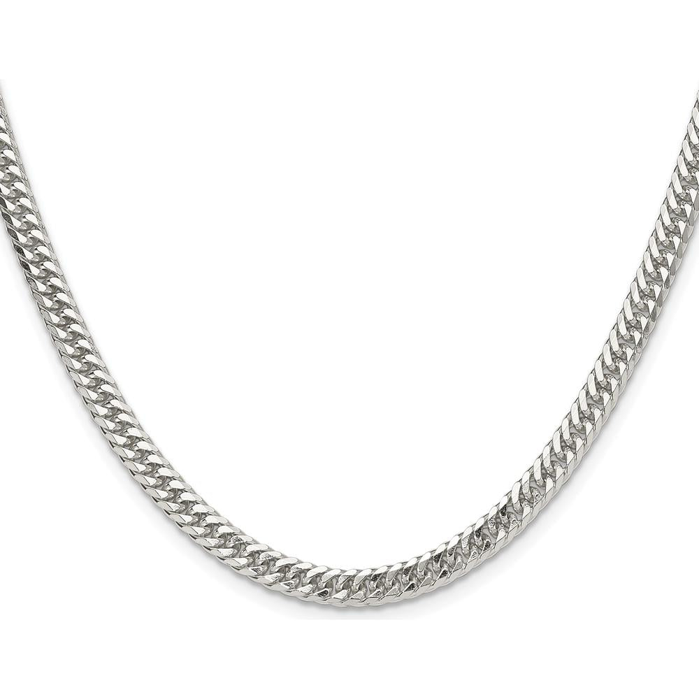 Sterling Silver 24" Polished 4.8mm Diamond-Cut Curb Chain by Lumare Gioia