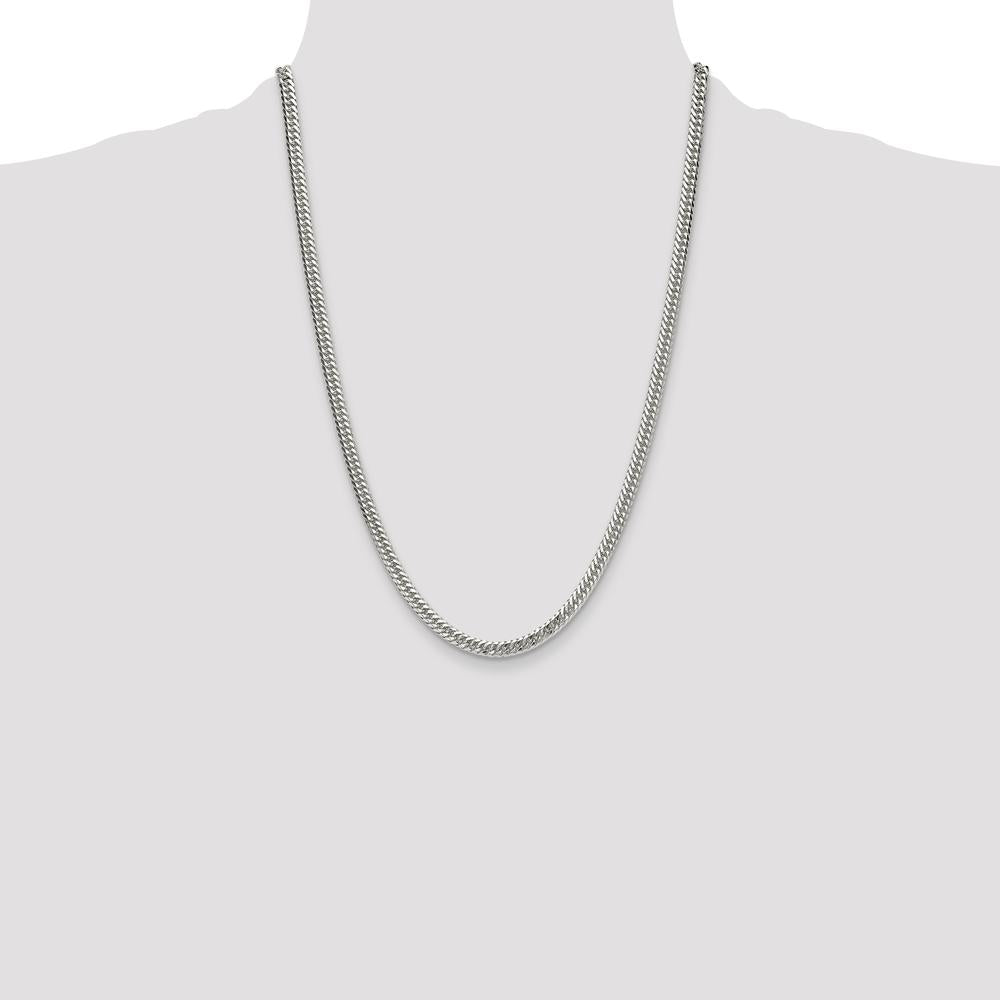 Sterling Silver 24" Polished 4.8mm Diamond-Cut Curb Chain by Lumare Gioia