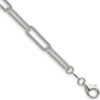 Sterling Silver 24" Polished 5.5mm Paperclip Chain Necklace with Lobster Clasp by Lumare Gioia