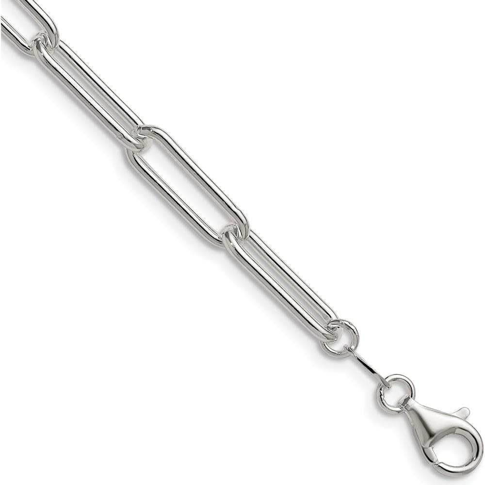 Sterling Silver 24" Polished 5.5mm Paperclip Chain Necklace with Lobster Clasp by Lumare Gioia