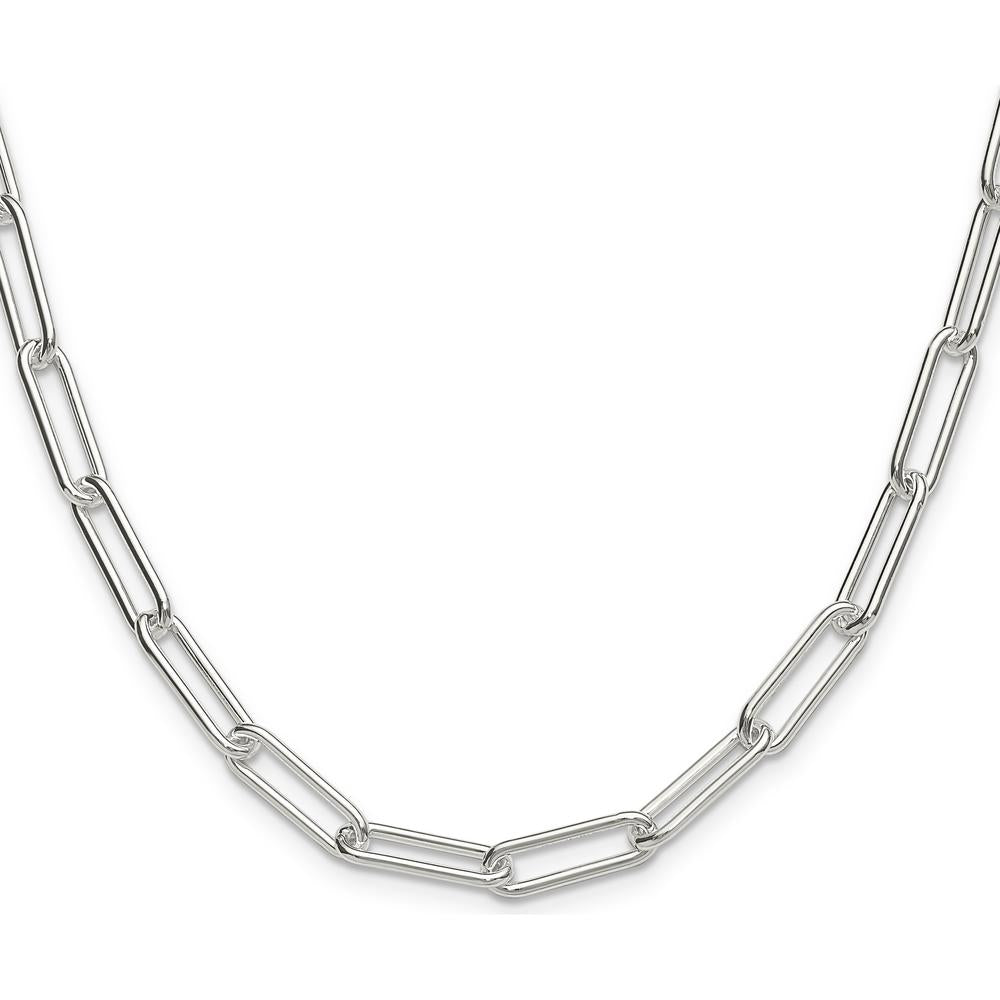 Sterling Silver 24" Polished 5.5mm Paperclip Chain Necklace with Lobster Clasp by Lumare Gioia
