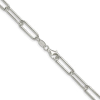 Sterling Silver 24" Polished 5.5mm Paperclip Chain Necklace with Lobster Clasp by Lumare Gioia