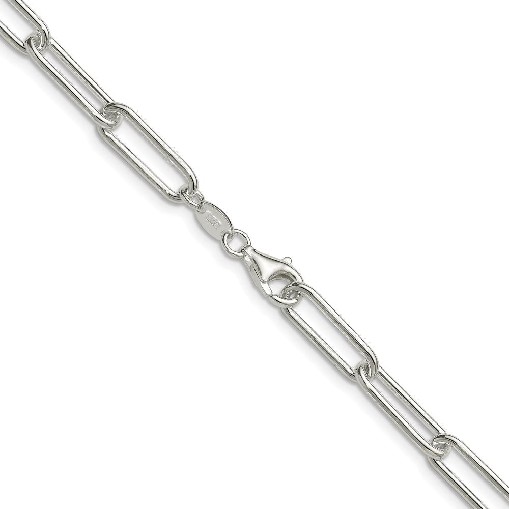 Sterling Silver 24" Polished 5.5mm Paperclip Chain Necklace with Lobster Clasp by Lumare Gioia