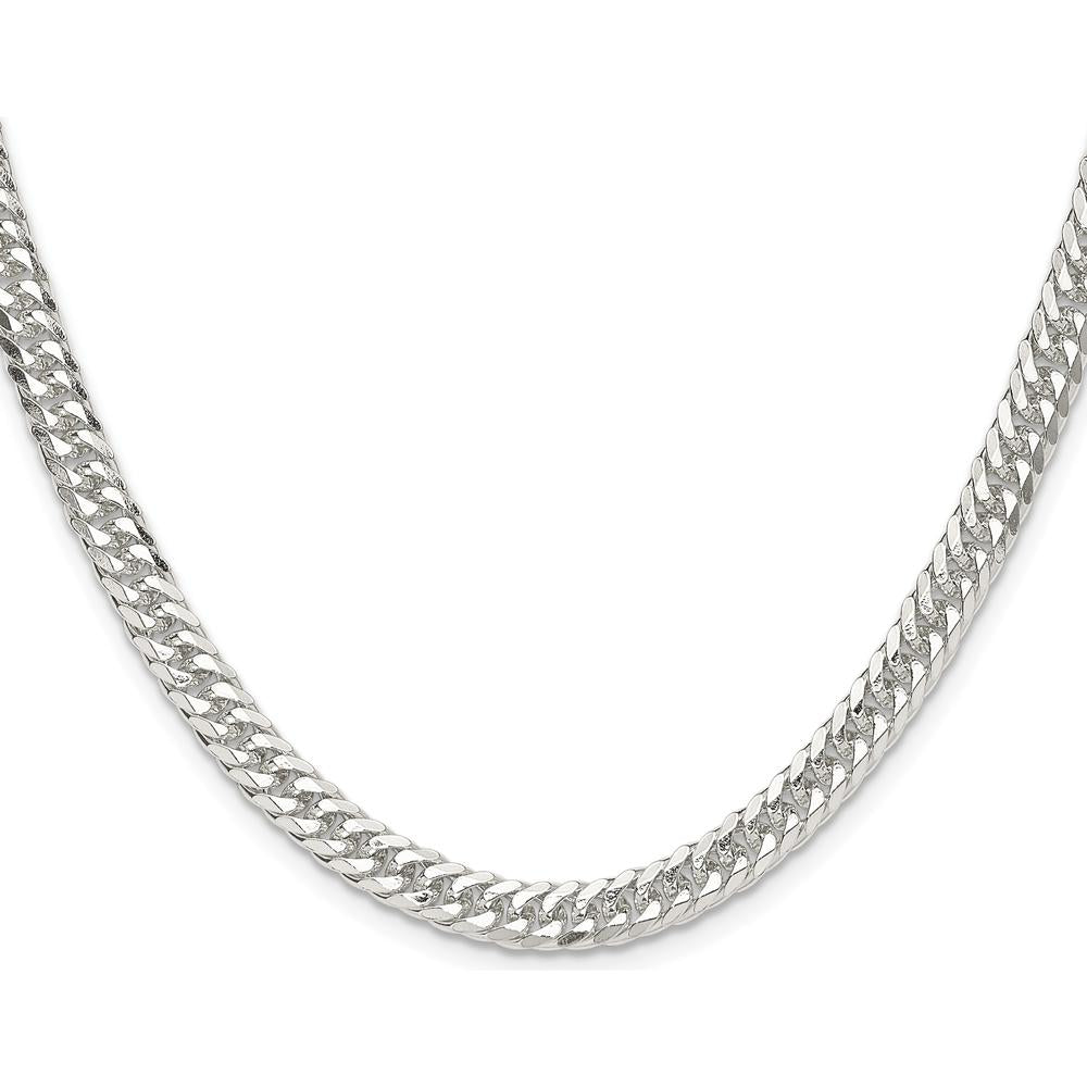 Sterling Silver 24" Polished 5.7mm Double Diamond-Cut Curb Chain - High-Quality Anti-Tarnish Finish by Lumare Gioia