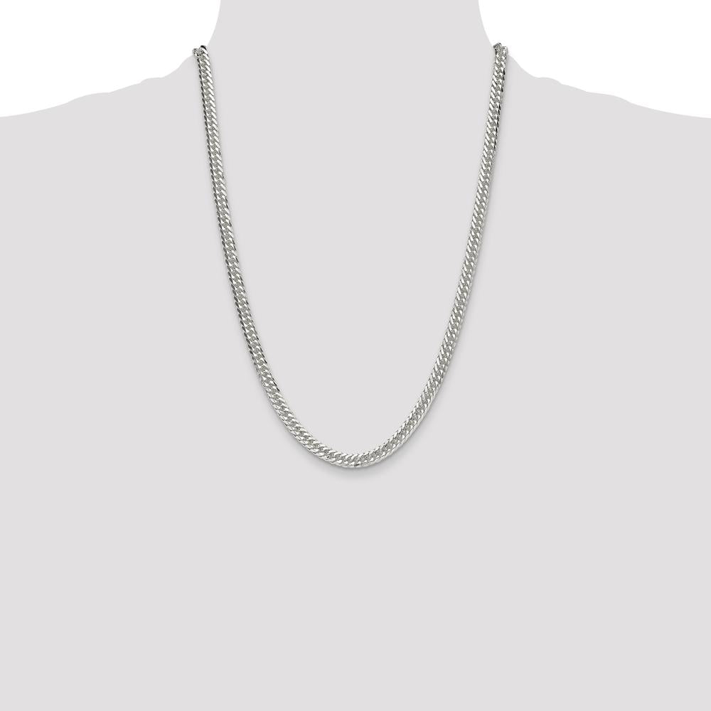 Sterling Silver 24" Polished 5.7mm Double Diamond-Cut Curb Chain - High-Quality Anti-Tarnish Finish by Lumare Gioia