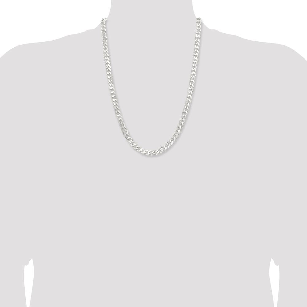 Sterling Silver 24" Polished Curb Chain Necklace - 7.5mm Width by Lumare Gioia