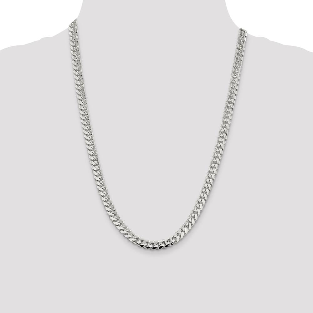 Sterling Silver 24" Polished Domed Curb Chain - 7.0mm Width by Lumare Gioia