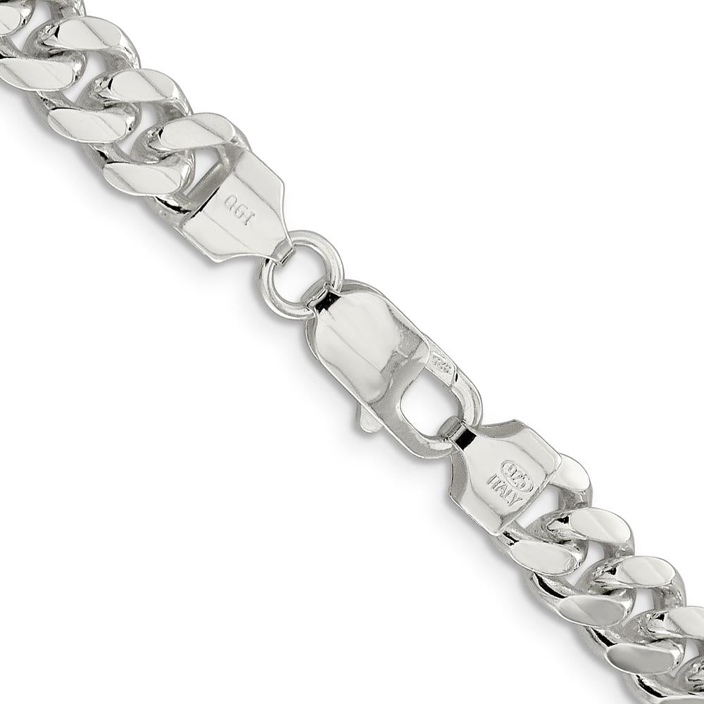 Sterling Silver 24" Polished Domed Curb Chain Necklace - 7.8mm Width by Lumare Gioia