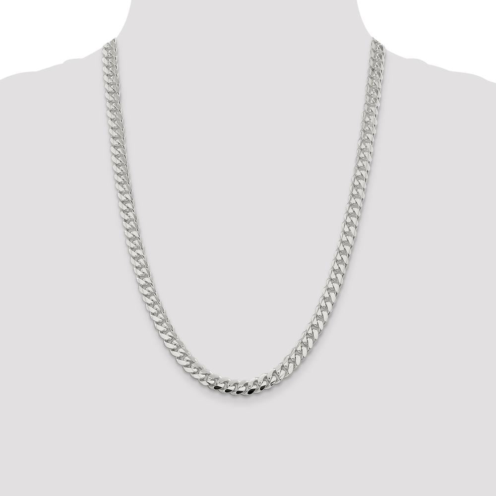 Sterling Silver 24" Polished Domed Curb Chain Necklace - 7.8mm Width by Lumare Gioia