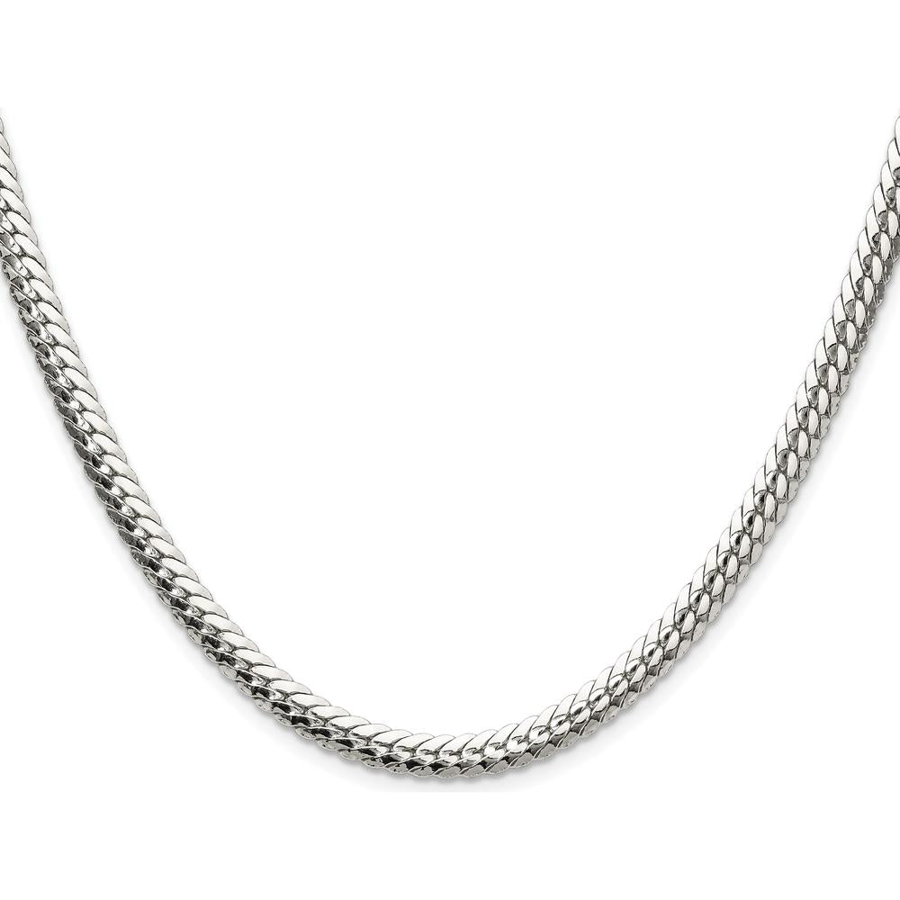 Sterling Silver 24" Polished Oval Curb Chain Necklace - 5.1mm Width by Lumare Gioia