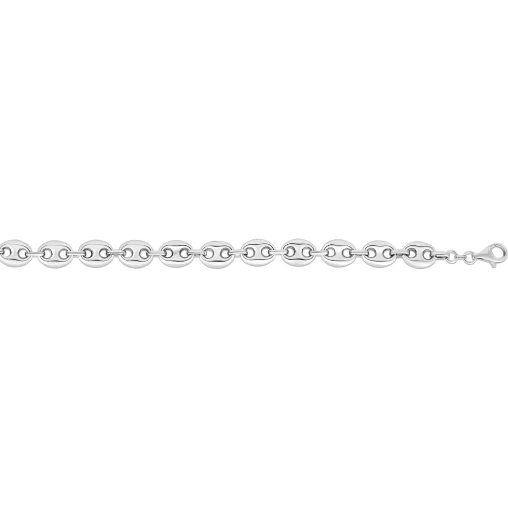 Sterling Silver 24" Puffed Mariner Chain Necklace - 9.2mm Wide Polished Finish by Orozza Fine Jewelry
