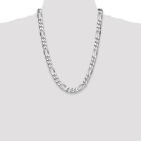 Sterling Silver 24" Rhodium-Plated 10.2mm Figaro Chain with Lobster Clasp by Lumare Gioia
