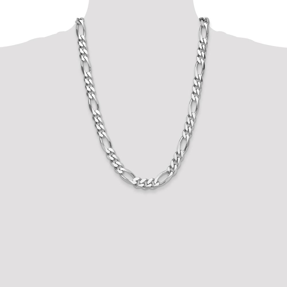 Sterling Silver 24" Rhodium-Plated 10.2mm Figaro Chain with Lobster Clasp by Lumare Gioia