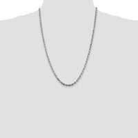 Sterling Silver 24" Rhodium-Plated 3.75mm Diamond-Cut Rope Chain with Lobster Clasp by Lumare Gioia