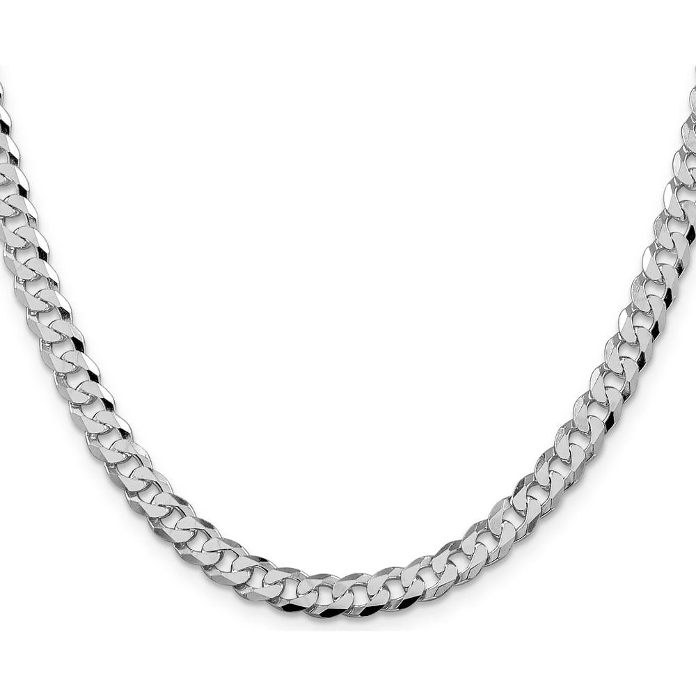 Sterling Silver 24" Rhodium-Plated 6mm Beveled Curb Chain by Lumare Gioia