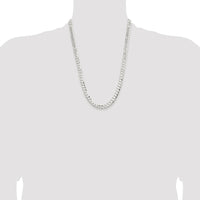 Sterling Silver 24" Rhodium-Plated 7.8mm Concave Beveled Curb Chain by Lumare Gioia