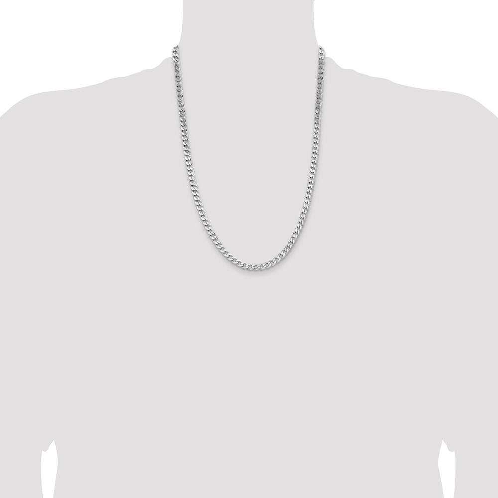 Sterling Silver 24" Rhodium-Plated Curb Chain - 5.7mm Width with Lobster Clasp by Lumare Gioia