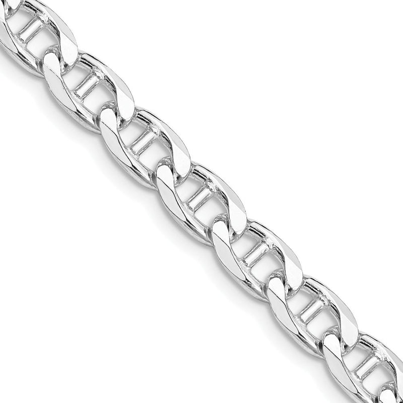 Sterling Silver 24" Rhodium-Plated Diamond-Cut Anchor Chain Necklace by Lumare Gioia