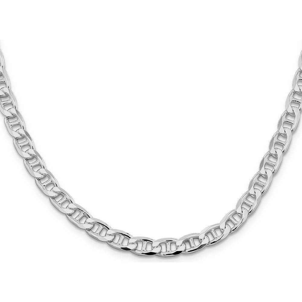 Sterling Silver 24" Rhodium-Plated Diamond-Cut Anchor Chain Necklace by Lumare Gioia
