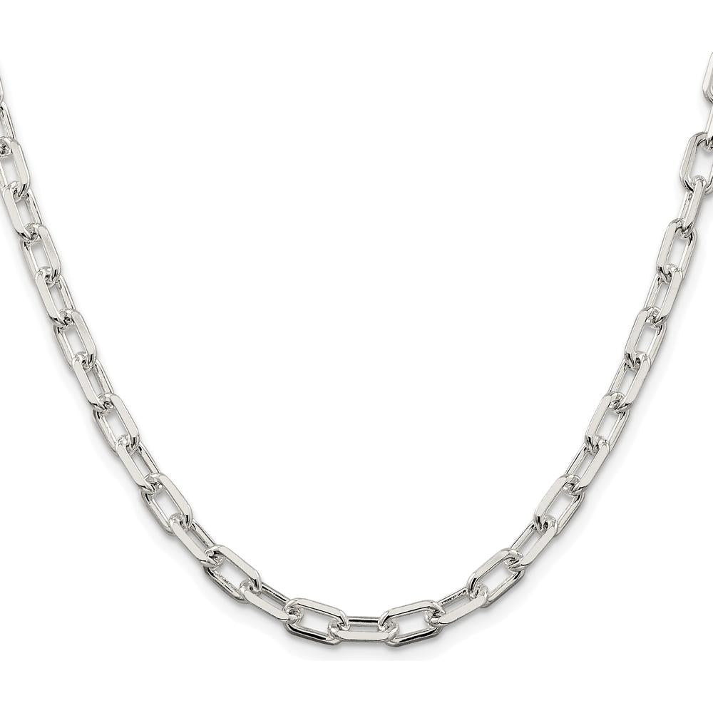 Sterling Silver 24" Rhodium-Plated Diamond-Cut Cable Chain - 5.75mm Width by Lumare Gioia