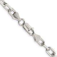 Sterling Silver 24" Rhodium-Plated Diamond-Cut Cable Chain - 5.75mm Width by Lumare Gioia