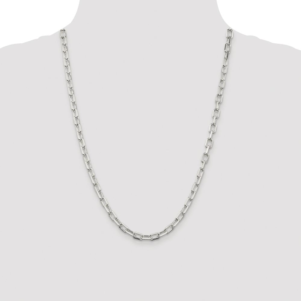 Sterling Silver 24" Rhodium-Plated Diamond-Cut Cable Chain - 5.75mm Width by Lumare Gioia