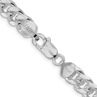 Sterling Silver 24" Rhodium-Plated Diamond-Cut Curb Chain - 8.5mm Width by Lumare Gioia