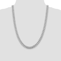Sterling Silver 24" Rhodium-Plated Diamond-Cut Curb Chain - 8.5mm Width by Lumare Gioia
