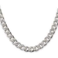 Sterling Silver 24" Rhodium-Plated Pavé Curb Chain - 9.3mm Width by Lumare Gioia