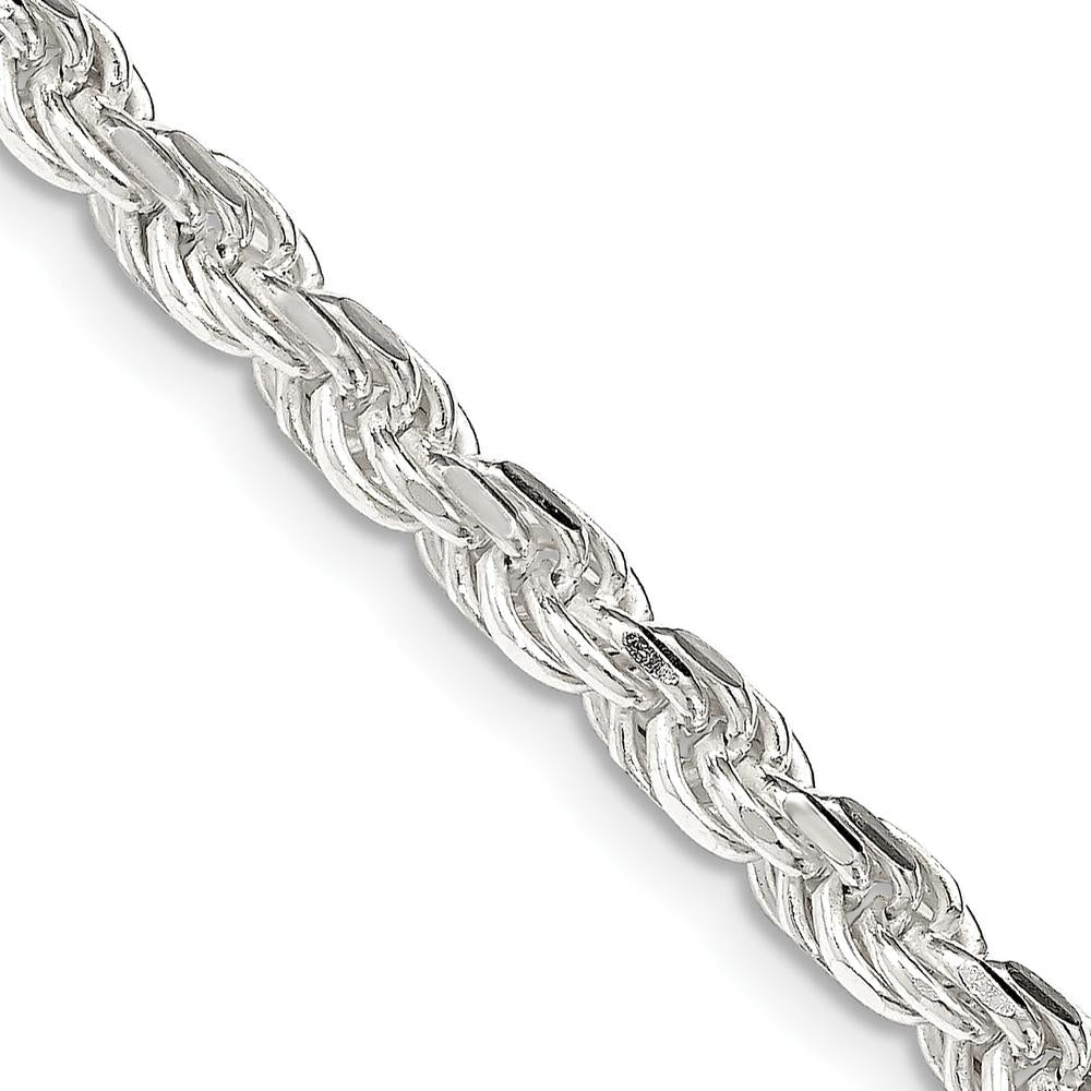 Sterling Silver 24" Rope Chain with Diamond-Cut Texture - 4.25mm Width by Lumare Gioia