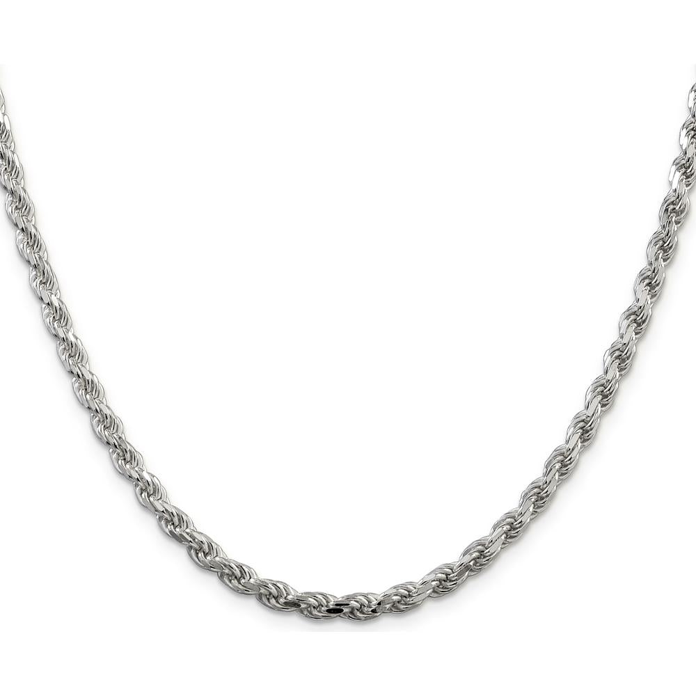 Sterling Silver 24" Rope Chain with Diamond-Cut Texture - 4.25mm Width by Lumare Gioia