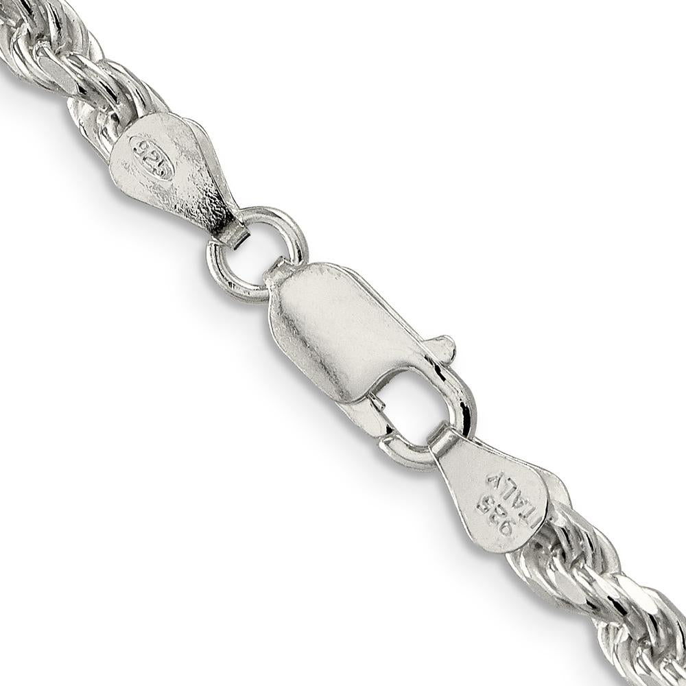 Sterling Silver 24" Rope Chain with Diamond-Cut Texture - 4.25mm Width by Lumare Gioia