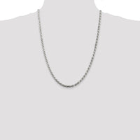Sterling Silver 24" Rope Chain with Diamond-Cut Texture - 4.25mm Width by Lumare Gioia