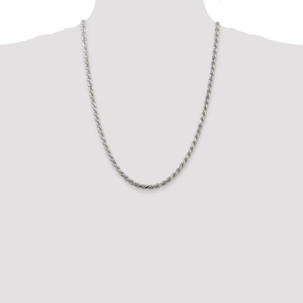 Sterling Silver 24" Rope Chain with Diamond-Cut Texture - 4.25mm Width by Lumare Gioia