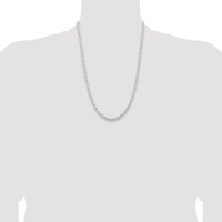 Sterling Silver 24" Solid Rope Chain Necklace with Rhodium Plating by Lumare Gioia