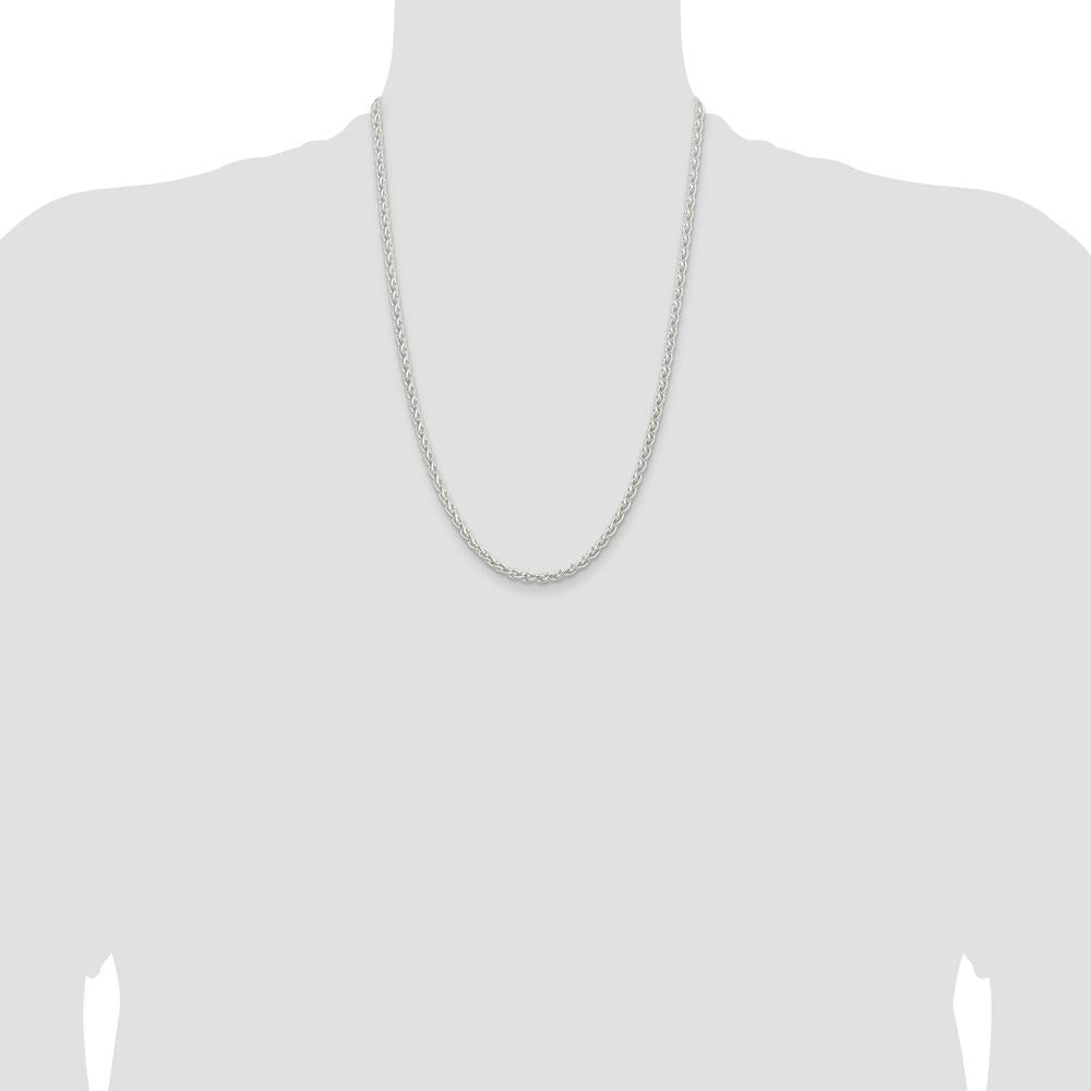 Sterling Silver 24" Spiga Chain with Polished Finish - 3.7mm Width by Lumare Gioia