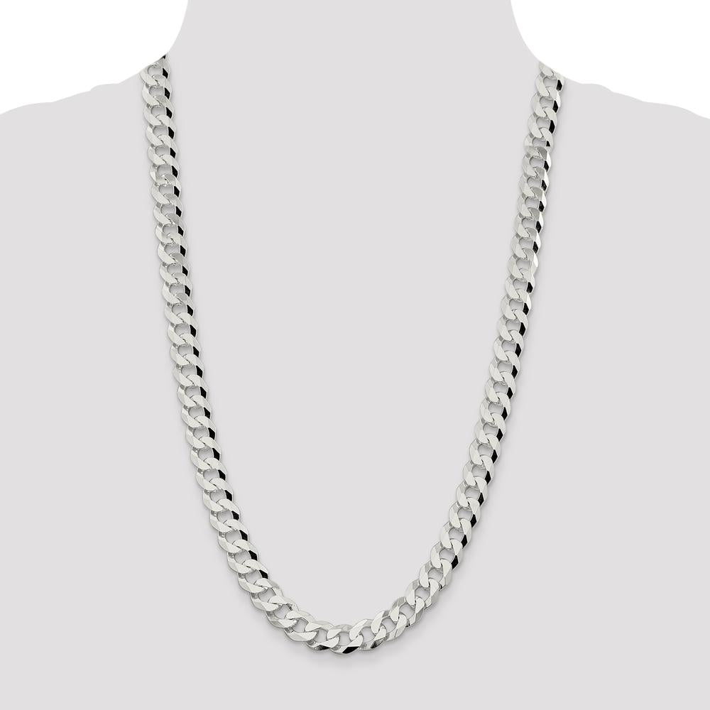 Sterling Silver 26" 10.6mm Beveled Curb Chain with Lobster Clasp by Lumare Gioia