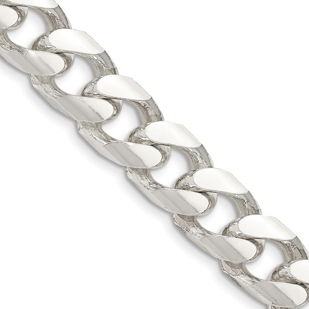 Sterling Silver 26" 11mm Domed Curb Chain with Diamond-Cut Texture and Lobster Clasp by Lumare Gioia