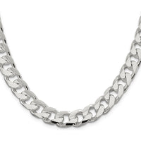 Sterling Silver 26" 11mm Domed Curb Chain with Diamond-Cut Texture and Lobster Clasp by Lumare Gioia